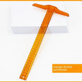Plastic T-shaped ruler measuring 30cm long, shown in transparent and orange yellow colour options.