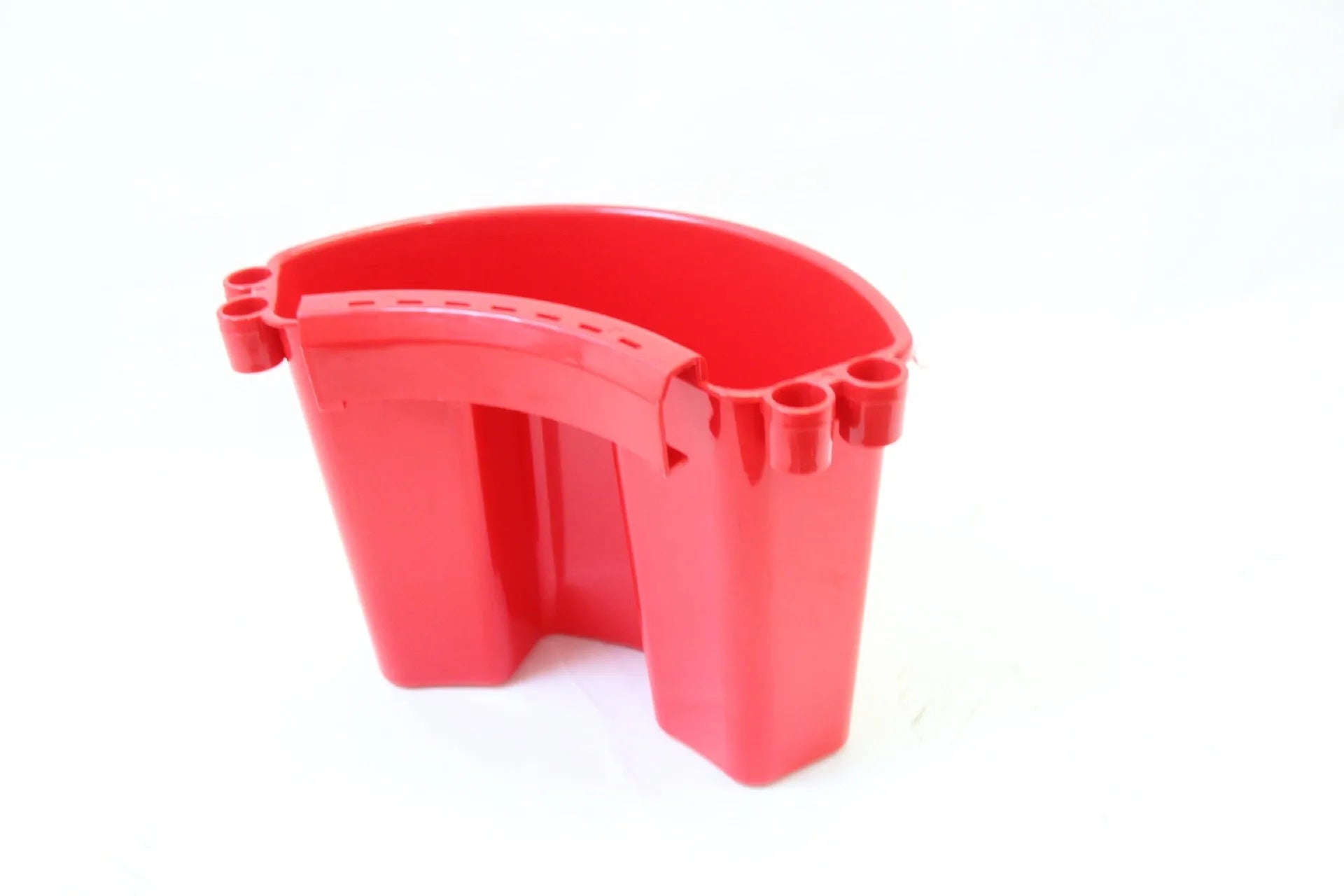 A PP plastic car wash bucket available in black, red, blue, and pink colours.