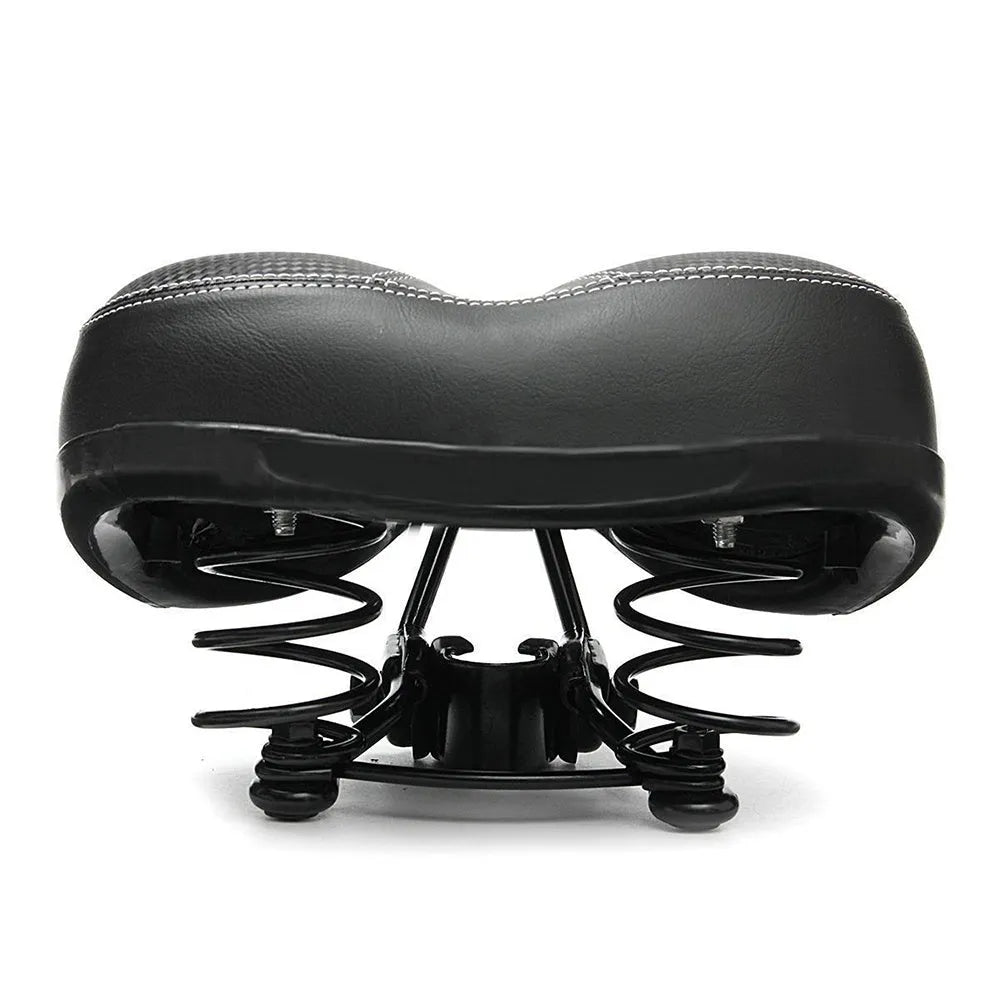 Black leather bicycle saddle for mountain bike, a single replacement seat with standard rails