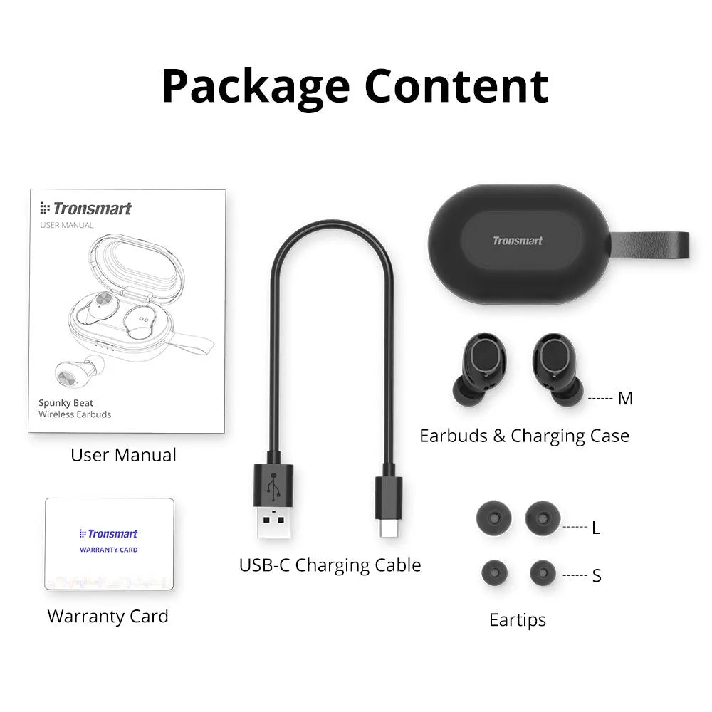 Tronsmart Spunky Beat Bluetooth earphones with charging case in SetA or SetB colour options