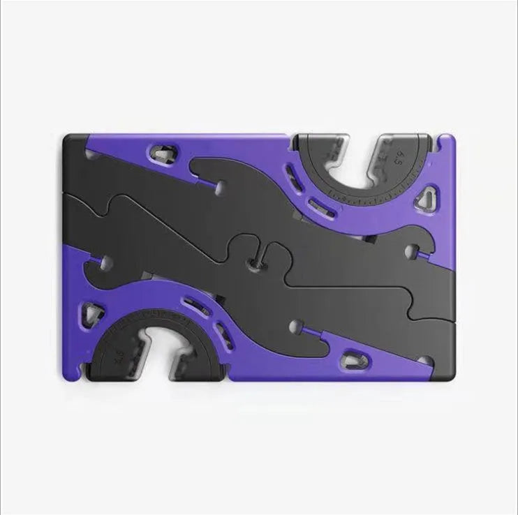 Black plastic card type mobile phone holder with lazy bracket on desktop