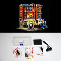 MOC plastic LED lighting accessories kit showing corner repair shop lighting groups for construction toys