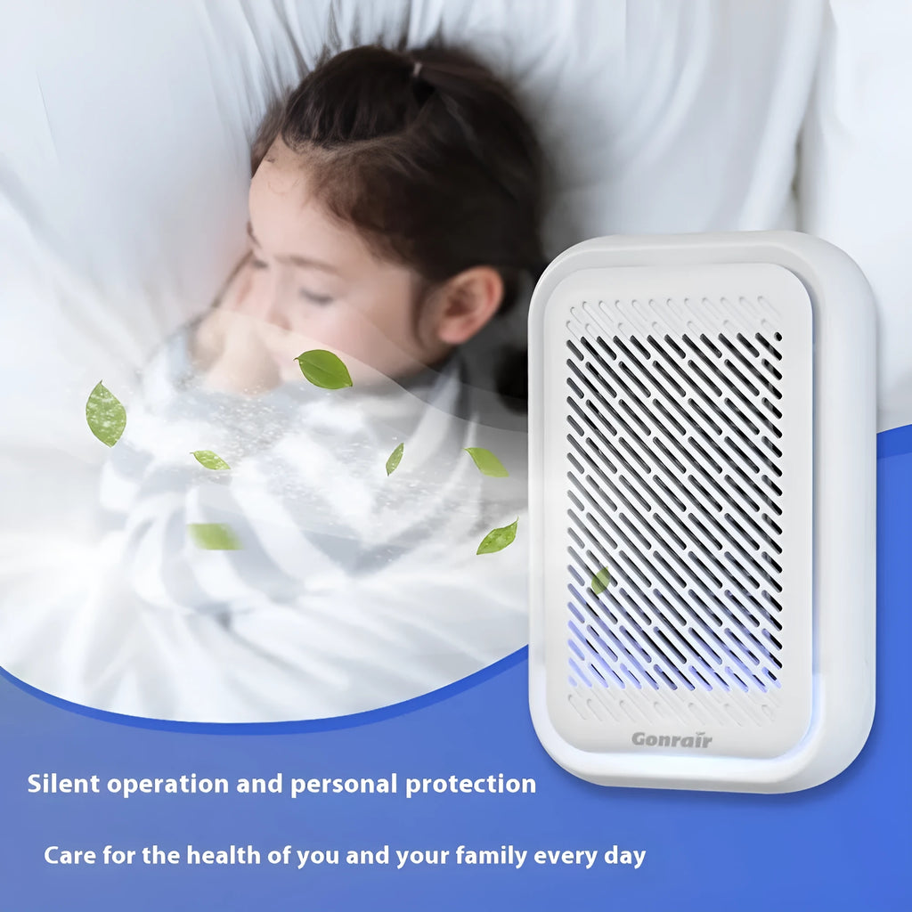 White wall-mounted air purifier with direct plug-in design for rooms under 10 square metres