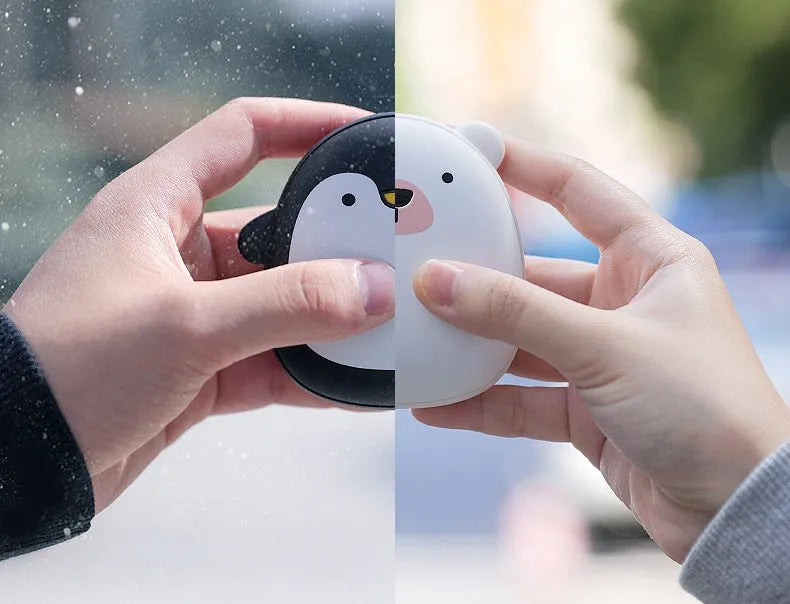 Cartoon penguin polar bear USB rechargeable electric hand warmer with double-side heating