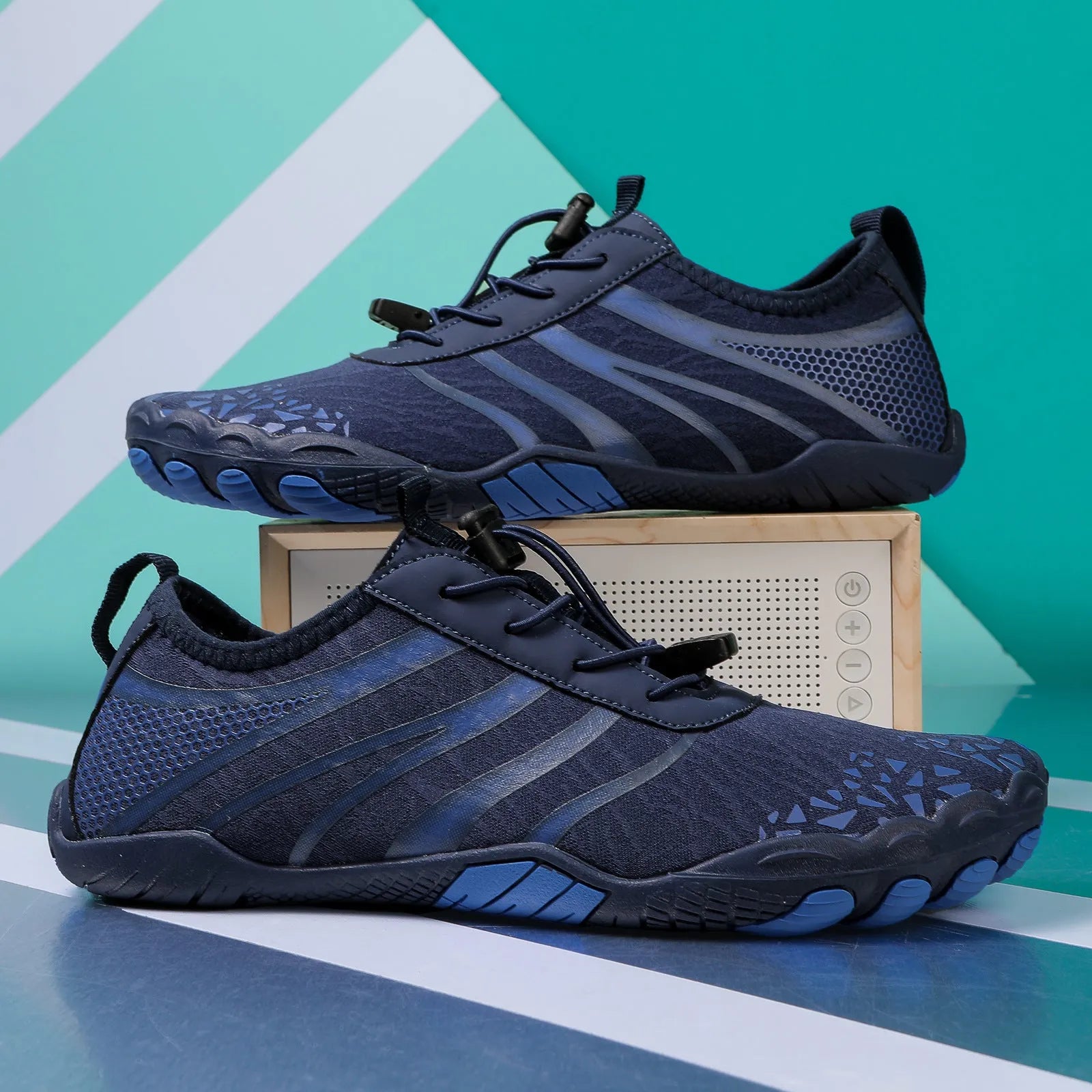 Unisex casual beach running shoe with Lycra stretch fabric upper, shown in A826 colour options.