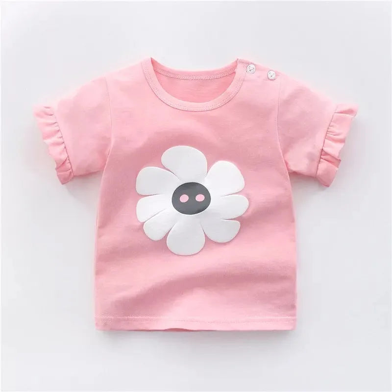 Children's cotton T-shirt short sleeve all-match unisex top for boys and girls in multiple colours and sizes