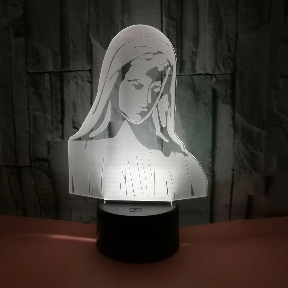 3D LED night light with colour changing modes showing dual-ring pattern on acrylic panel