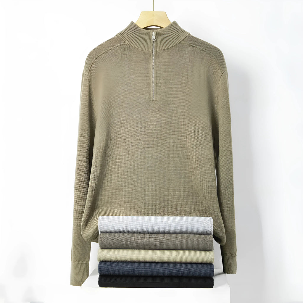 Men's casual slim fit wool pullover sweater in neutral colour options with long sleeves