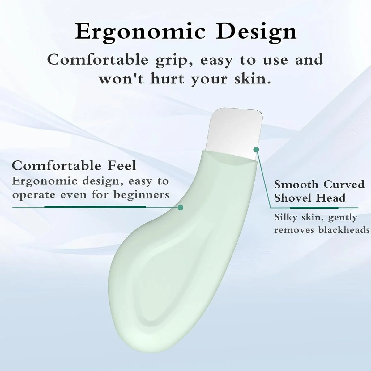 Green stainless steel pore scraper tool with silicone handle for blackhead removal