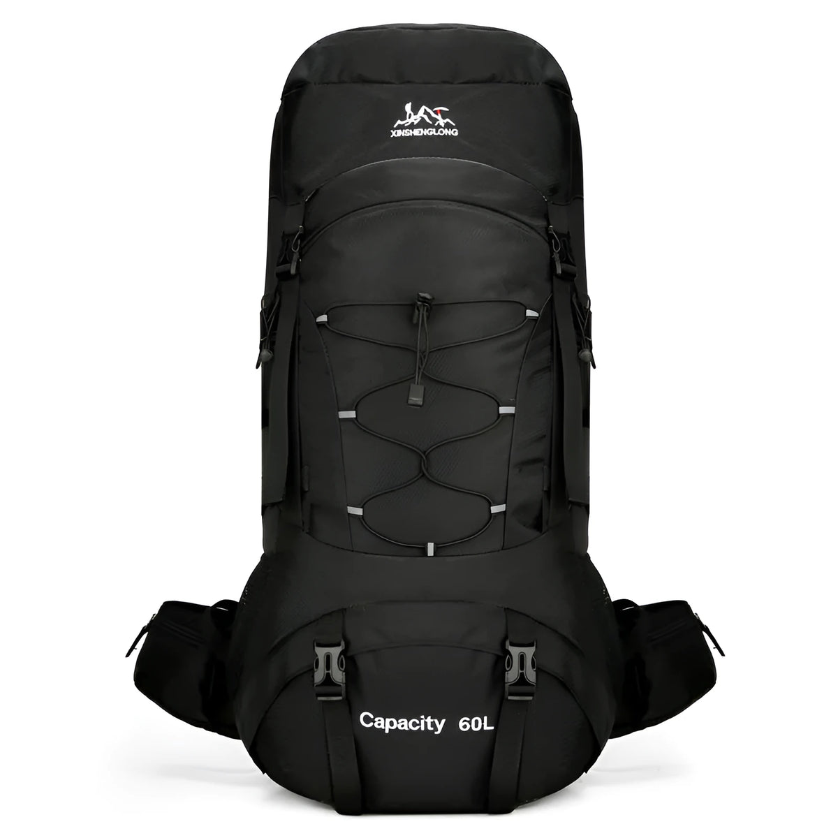 Large capacity waterproof hiking backpack in army green for camping and mountaineering