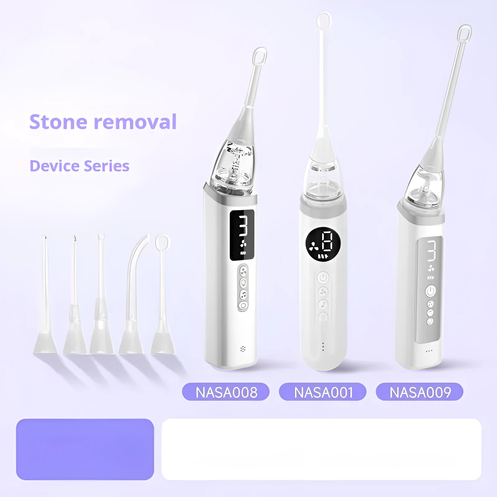 Milky white plastic tonsil stone extractor oral cleaning tool on a white background.