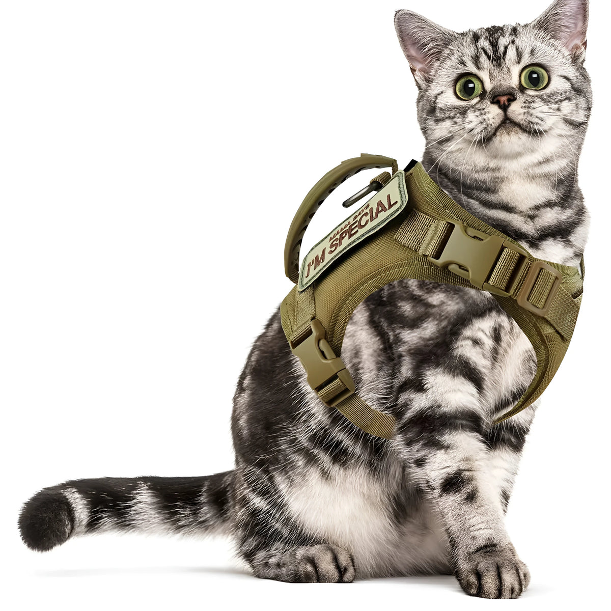 Cat chest strap vest in Oxford cloth with hand holding traction rope, free size, black khaki Army Green