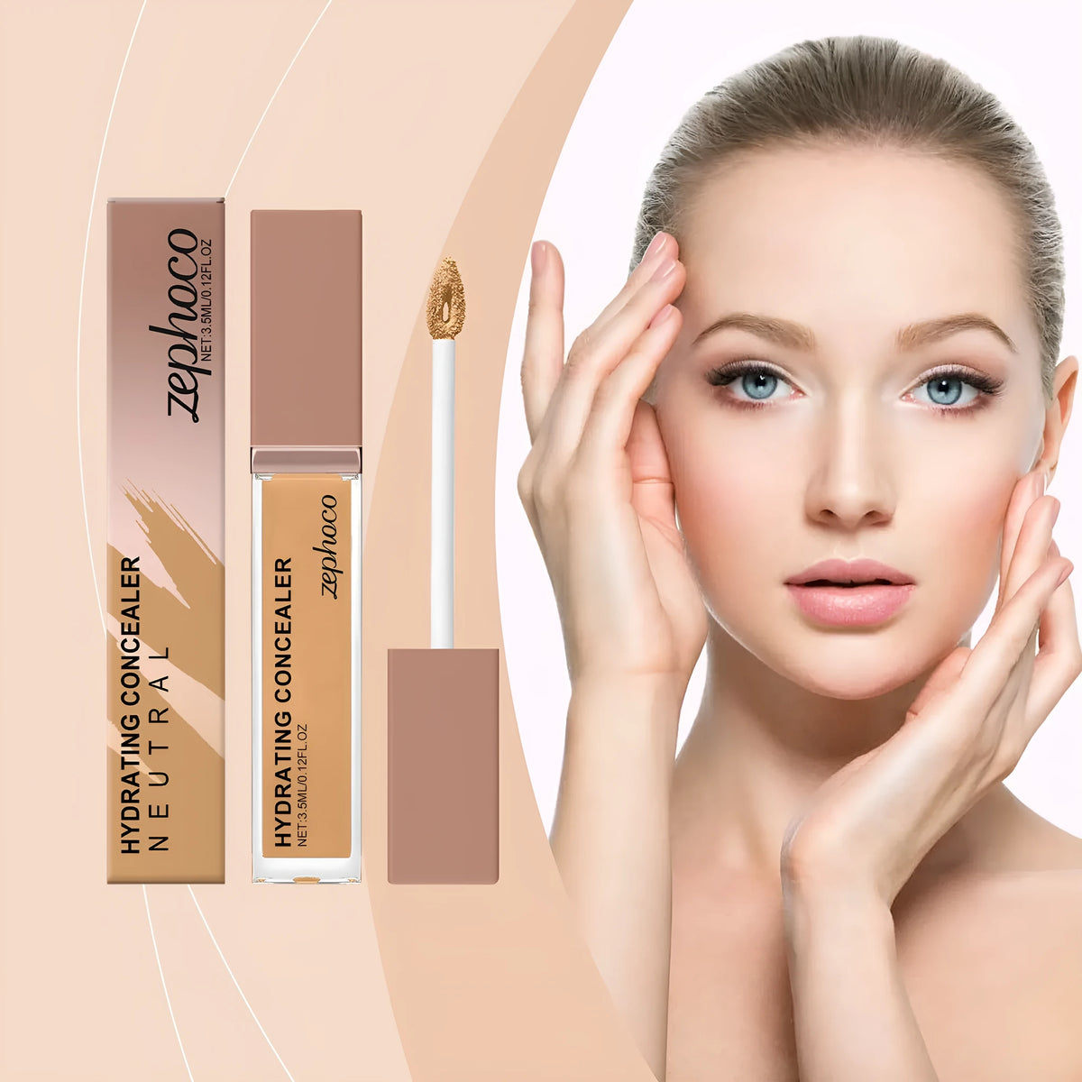 3.5ml bottle of medium skin tone liquid foundation concealer with moisturising ingredients.