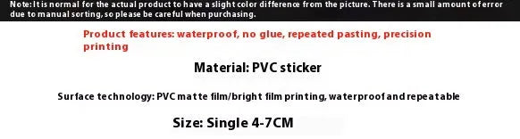 Waterproof decorative stickers with fresh candy designs measuring 4-7cm for hand account decoration