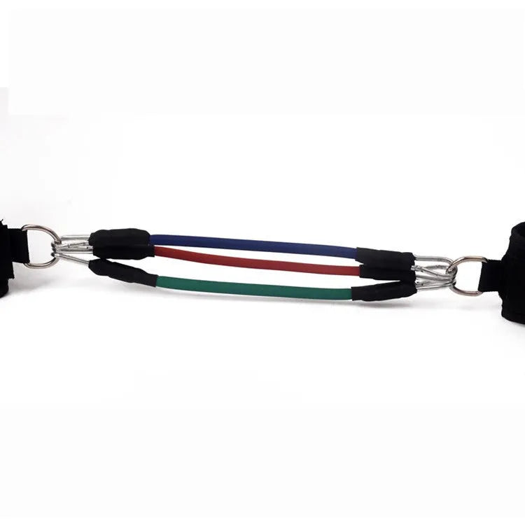 Black nylon Taekwondo training pull rope set for leg strength and explosive kicking power development