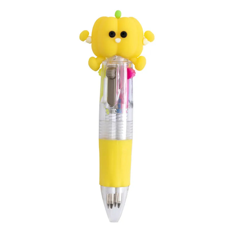 Four-colour press ballpoint pen with themed design and 0.7mm bullet tip