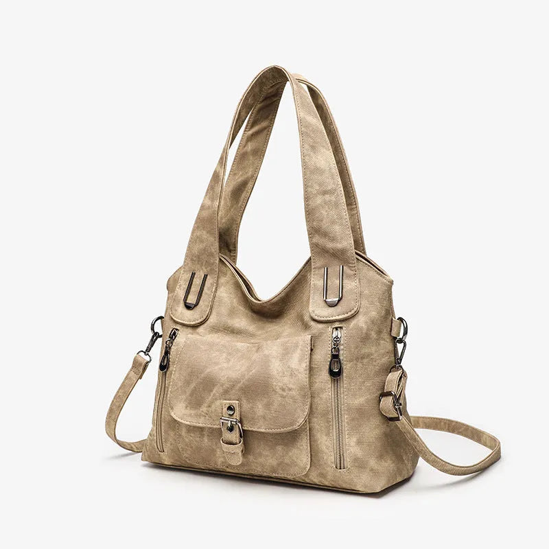 Large capacity PU crossbody bag for ladies with 3D outer pocket and phone pocket, available in five colours