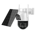 Outdoor solar wifi security camera with separate solar panel for wire-free home surveillance installation