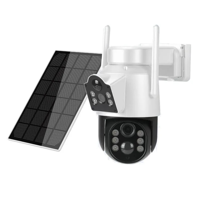 Outdoor solar wifi security camera with separate solar panel for wire-free home surveillance installation