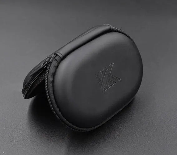 Black oval leather earphone storage bag for EDX PRO and compatible models.