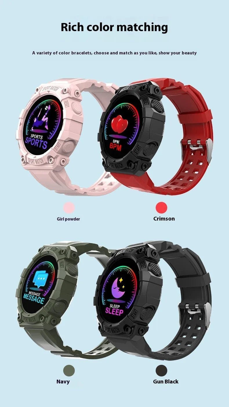 Spaceman Round FD68S Smart Bracelet 144 Large Colour Screen Ladies Fitness Tracker Touch Operation TFT Screen Smart Reminder Pink Red Green Black