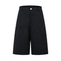 Retro denim middle pants in loose wide leg fit with five pockets and zipper fly
