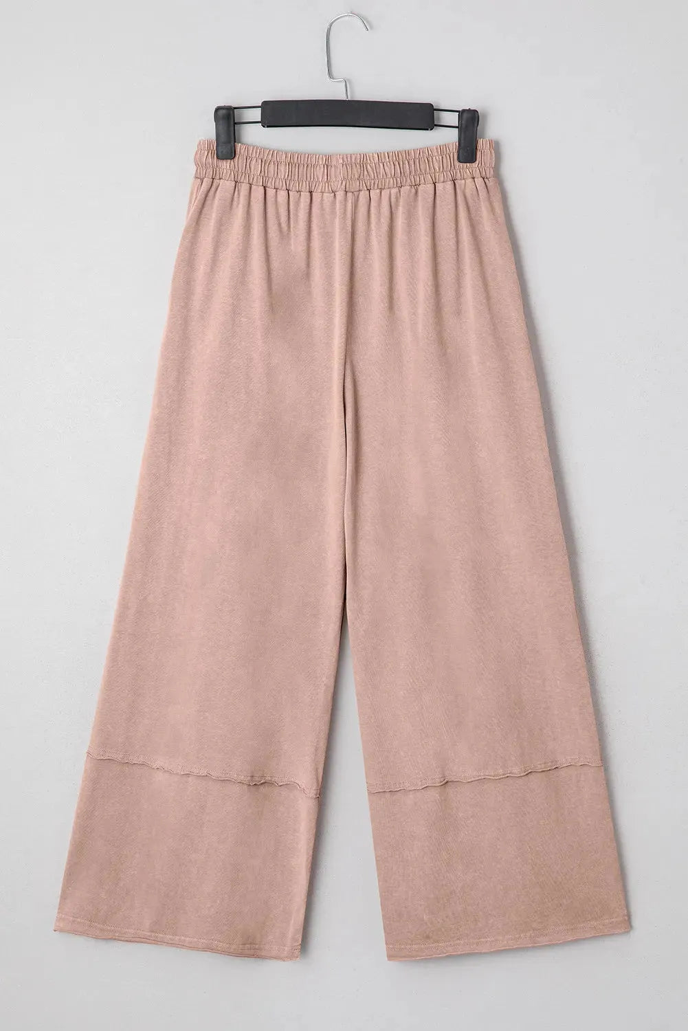 Buckskin 100% cotton terry knit cropped wide leg pants with flower patch detail, sizes S to 2XL
