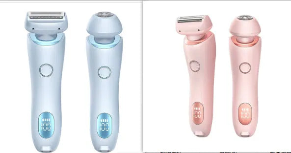2 in 1 women's electric shaver with square foil and round rotating heads, USB rechargeable, pink colour