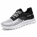 Men's breathable soft bottom sneakers in beige blue with striped polyester fibre upper, flat heel and round toe