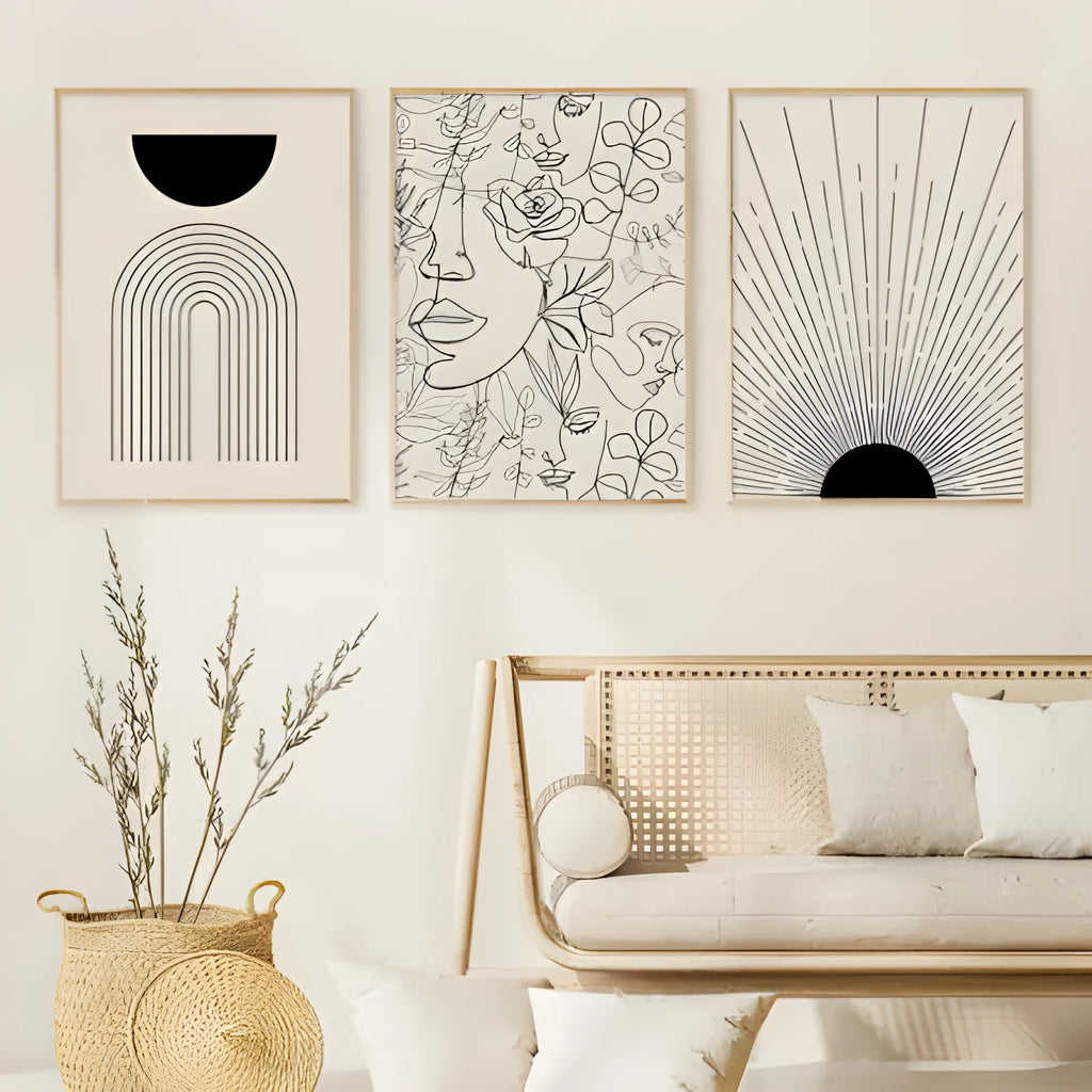 Frameless abstract line animal design spray-painted on canvas for wall decor