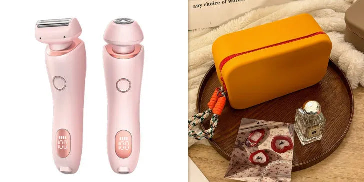 2 in 1 women's electric shaver with square foil and round rotating heads, USB rechargeable, pink colour