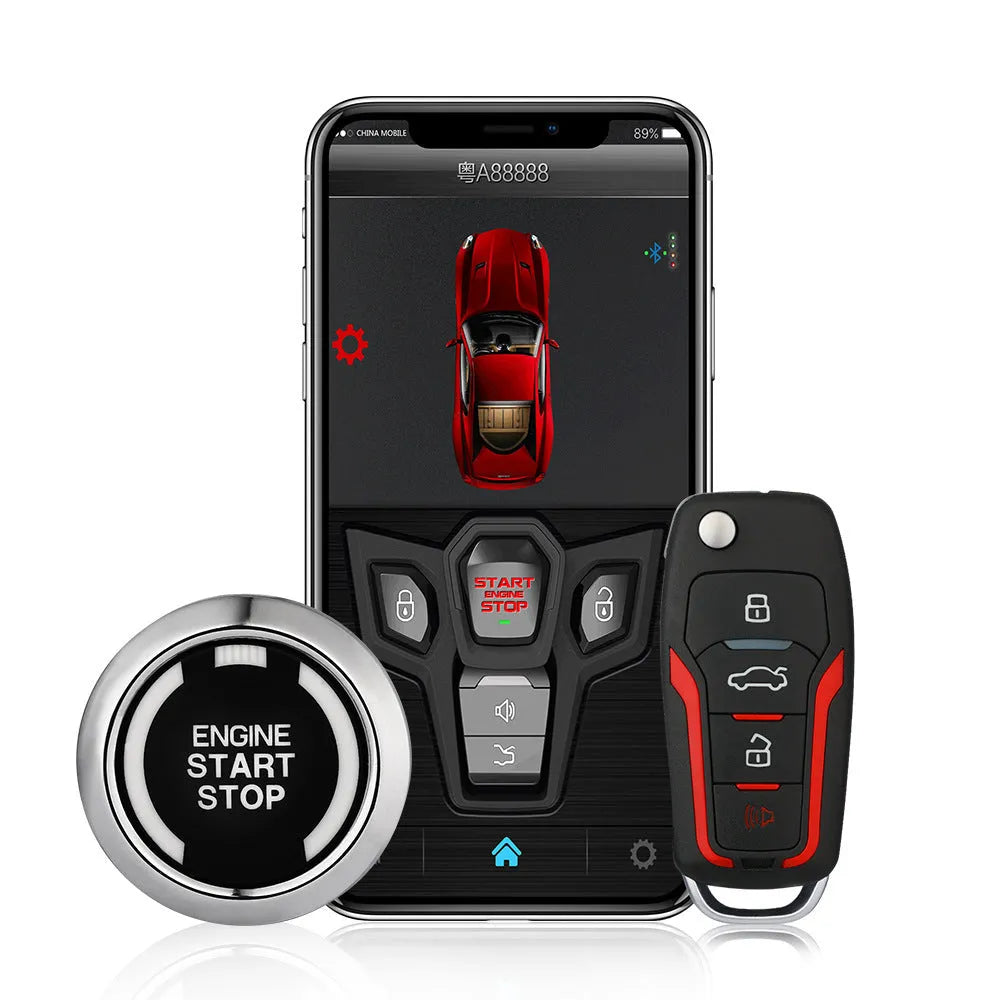 Red and Frosted Black one-way remote control car alarm system with two remotes for 3000m vehicle security