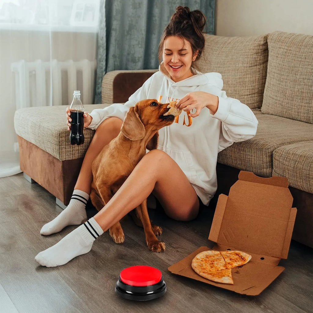 Voice recording pet training button with colour options and USB charging port