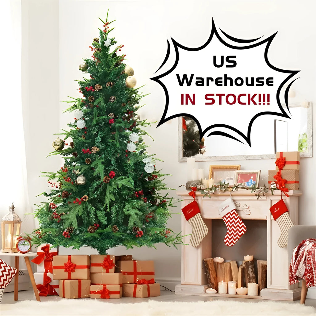 PVC artificial snow Christmas tree with green and white finish and metal stand for Christmas decoration