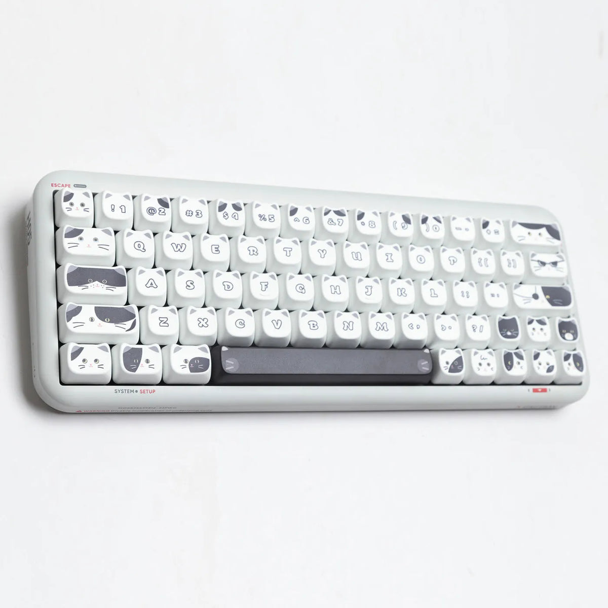 Black and white kitten full set sublimation PBT key caps with MAO height and 1.5mm line length