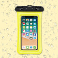 Orange double airbag waterproof mobile phone pouch with 45cm black neck rope.