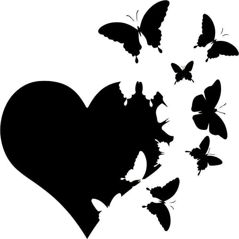 Butterfly car body decoration sticker, 15x15cm plastic decal in white, black, red, purple, lake blue or pink