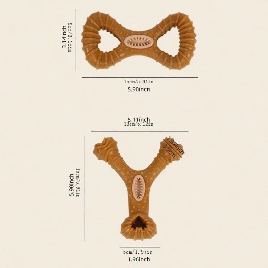 Dog chew toy bone for teeth cleaning and interactive play in durable bite-resistant construction