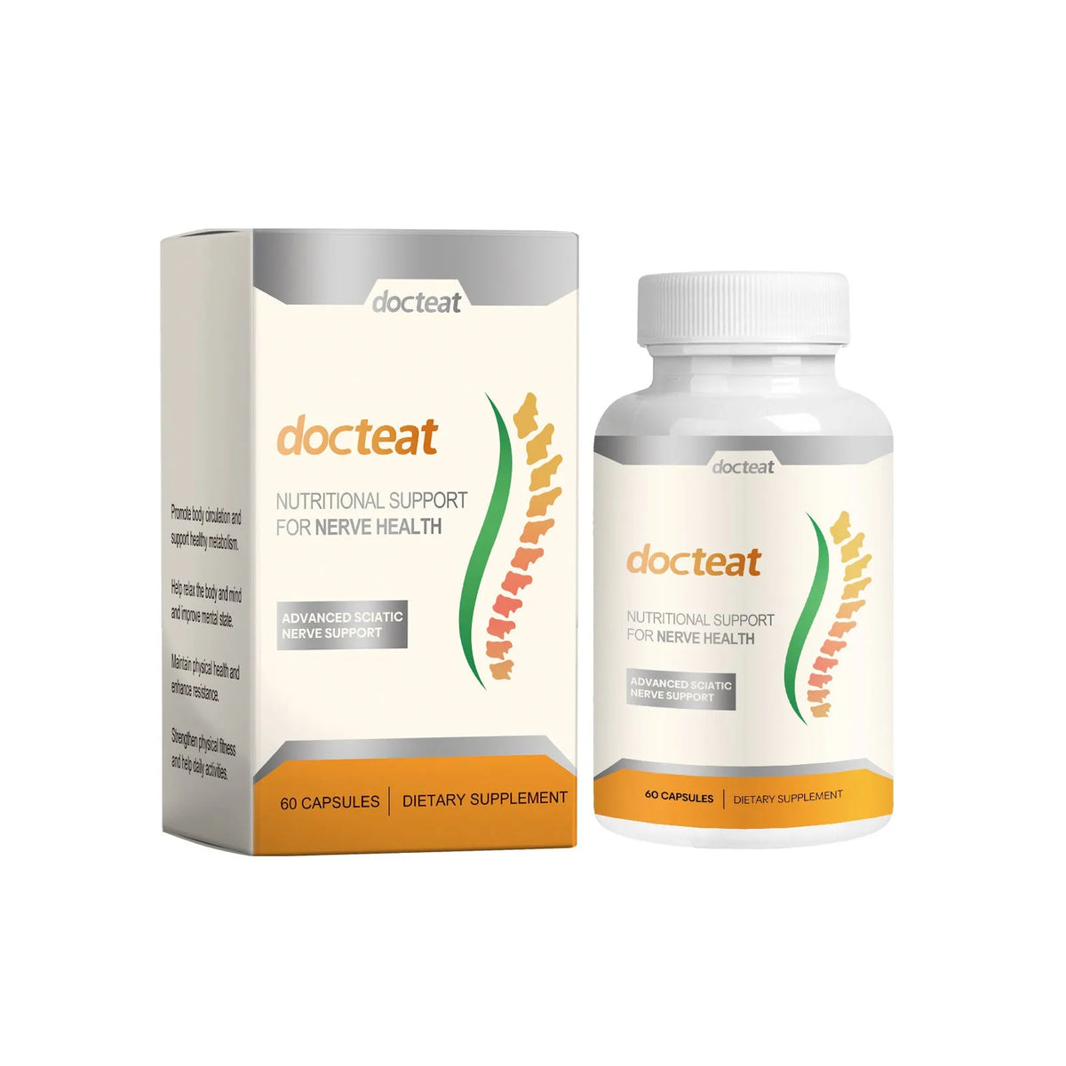 DOCTEAT Body Care Glue Wrap bottle containing 60 capsules for joint and muscle comfort massage