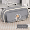 Korean-style canvas pencil case in green with capacity for approximately 80 pens