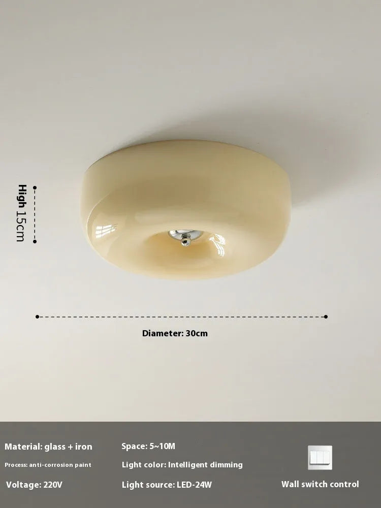 American style cream coloured bedroom ceiling light fixture with three-colour settings.