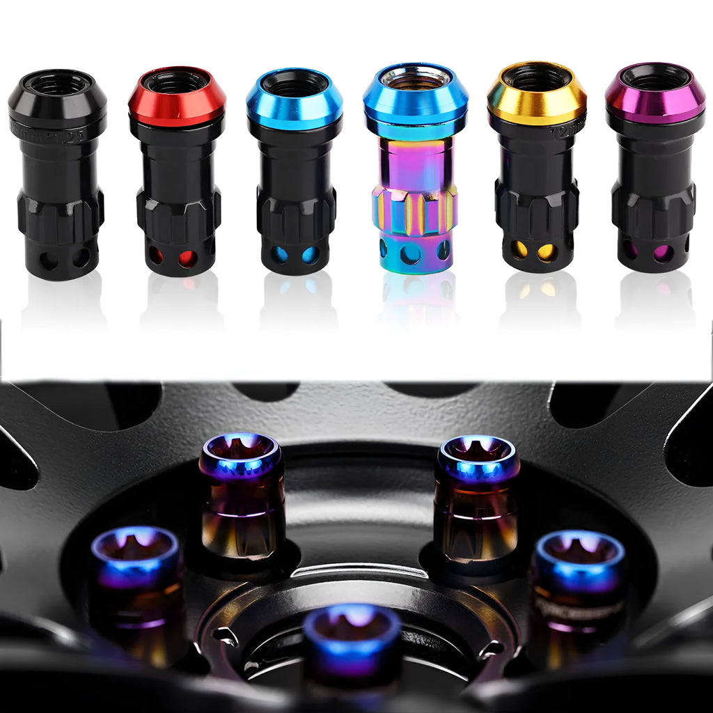 Aluminium alloy automobile wheel hub nuts in multiple colours with M12 thread specifications