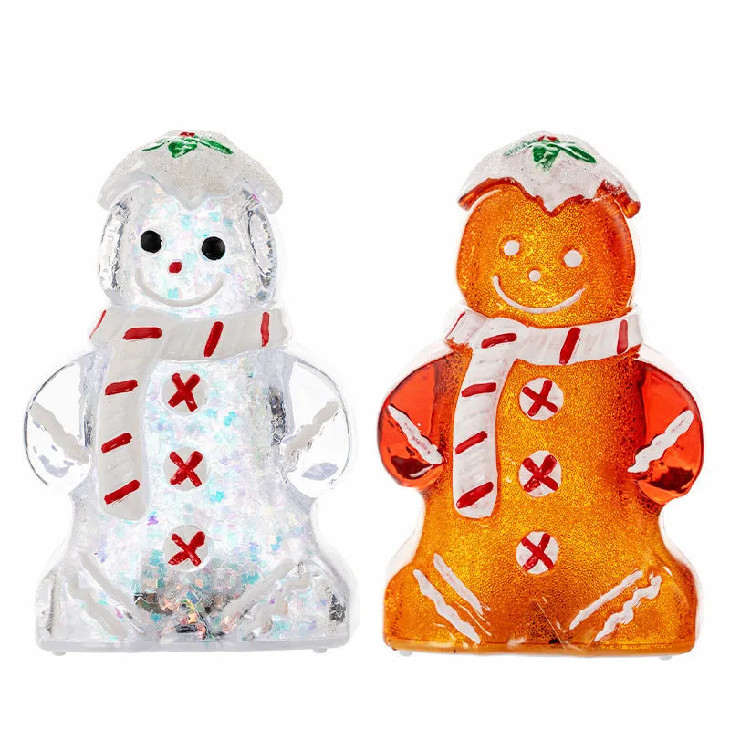 Glowing gingerbread man Christmas ornament with plastic construction and scarf in selected colour