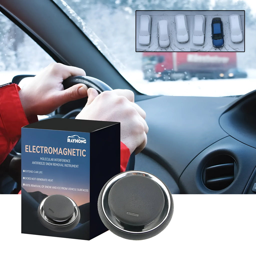 Black square portable car deicing instrument for melting windscreen ice and snow.