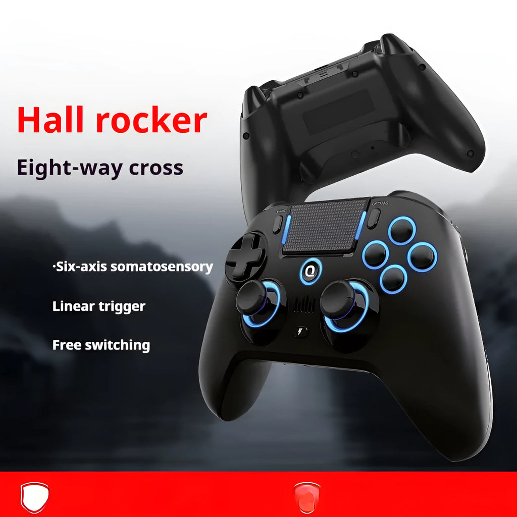 S4 wired gamepad black symmetrical rocker with dual vibration motors force feedback for PC