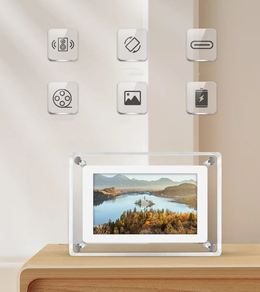 5-inch transparent acrylic digital photo frame with IPS screen and anti-dumping rear bracket