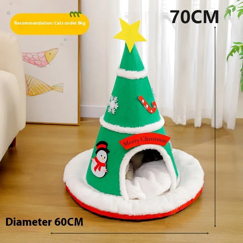Christmas felt cat nest in cloth, removable pet bed for cats and small dogs, usable in a cage