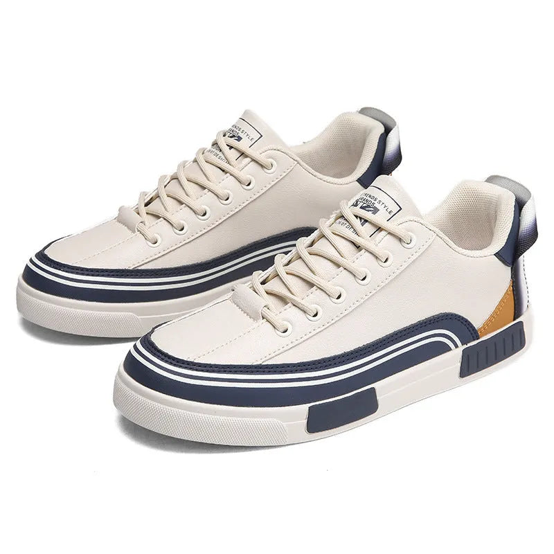 Men's canvas casual shoes with mesh sections in Milan colour pattern showing beige, white and green elements