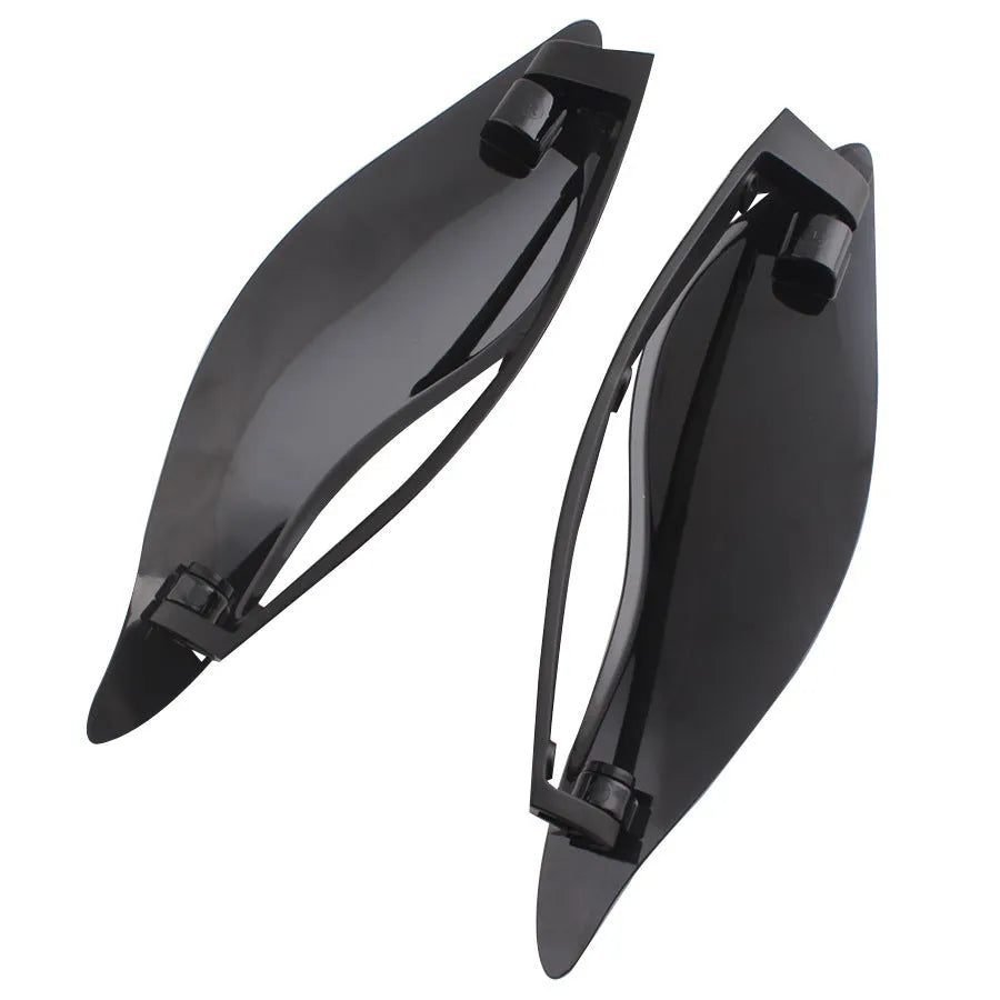 Harley-Davidson motorcycle windshield side wing kit in ABS plastic, smoked and black options