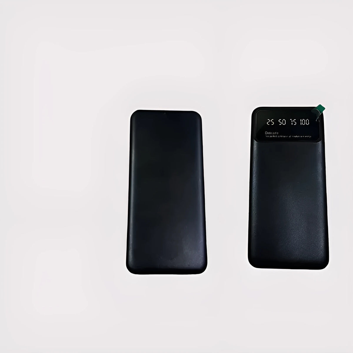 Black ultra-thin 10000mAh power bank with creative design showing compact dimensions